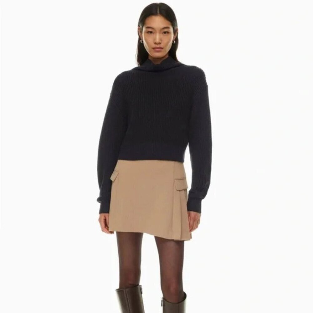 Aritzia Wilfred Montpellier Merino Wool Cropped Turtleneck Sweater 23122